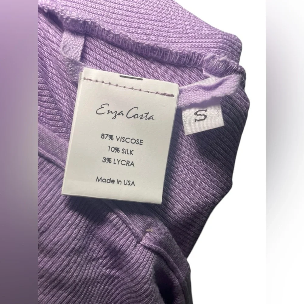 Enza Costa Ribbed Purple Silk Blend Halter Bodysuit S - Picture 6 of 6